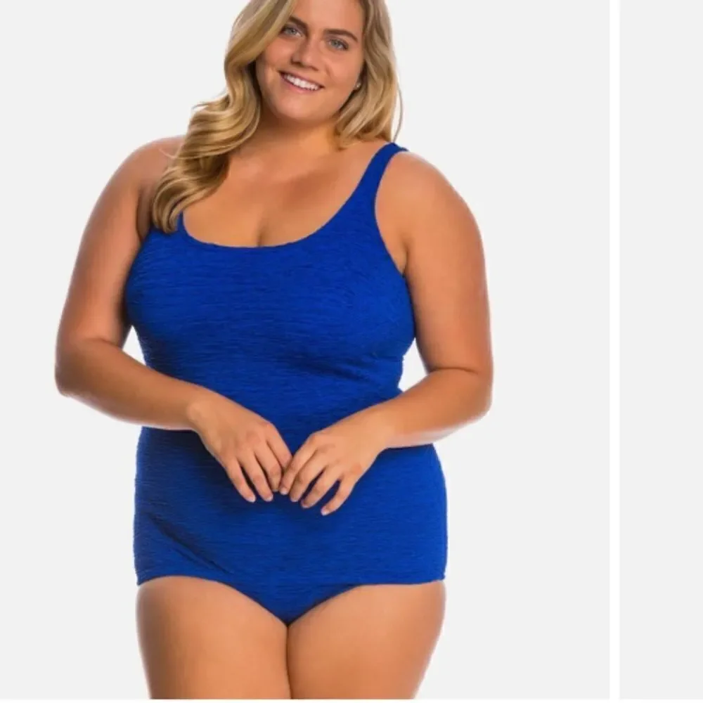 Penbrooke Royal Blue One Piece Tummy Control Cross Back Swimsuit 🩱 Size 26W New